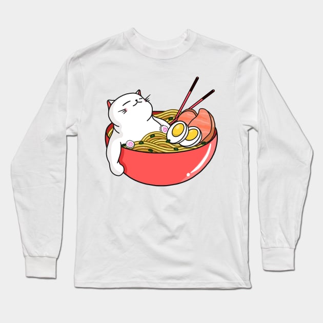 Cat Ramen Long Sleeve T-Shirt by Kimprut